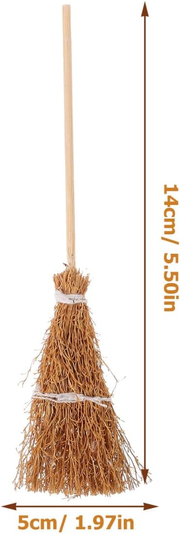 ibasenice Mini Hand-Woven Broom Dollhouse Decor 1 12 Scale Miniature Broom Props for Halloween Christmas Home Garden Decoration