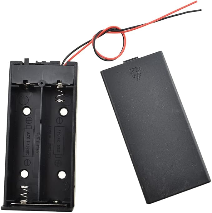 HAHIYO 18650 Battery Holder Bundle with Wire Sturdy Cover Flexible Springs Contact Build-in Switch Batteries Black Case Easy Install 5 Pieces for Wall Clocks Ham Radio Kids Toys