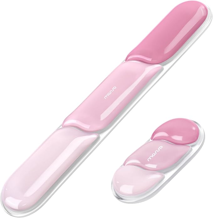 MOSISO Gel Keyboard Wrist Rest&Wrist Support for Mouse, Streamlined Ergonomic Soft Cooling Gel Mousepad Pain Relief Easy Typing Pad Non-Slip Computer Laptop Home/Office, Cherry Pink