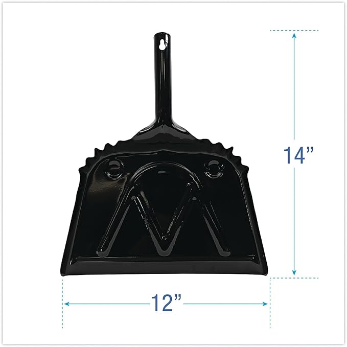 Boardwalk 04212 Metal Dust Pan 12" Wide 2" Handle Black 12/Carton
