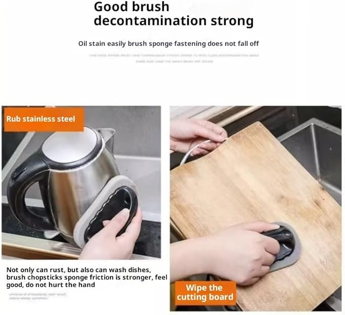 Emery Sponges Brush Household Cleaning Brush with Handle Sponge Eraser Scrub Kitchen Wipe Tool Sink Dishwashing Coffee