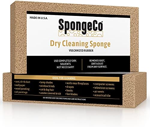 Dry Cleaning Soot Eraser Sponge - Pet Hair, Smoke, Soot, Dust and Dirt Remover - 3x6x3/4 (4 Pack) All Natural Latex Rubber, Made in The USA