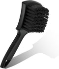 Car Wheel Brush, Stiff Bristle Short Handle Scrub Tire & Wheel Rim Brush, No-Scratch Carpet/Floor Mat Detailing Tool, Auto Interior and Exterior Cleaning Supply for Vehicle, Home (Black)