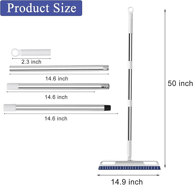 Multifunction Magic Broom, Extended Indoor Detachable,3-in-1 Sweeper Removing Dust Liquid Hair, Adjustable Floor Squeegee,Magic Broom as seen on tv(Blue)
