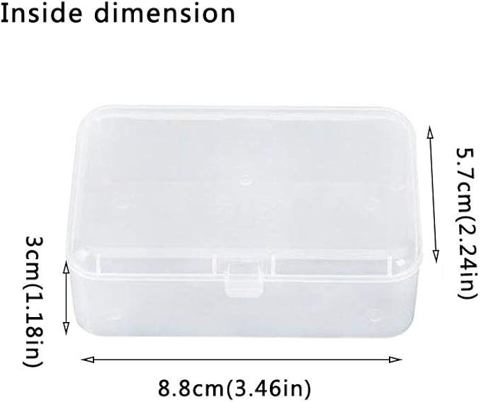 AKOAK Clear Polypropylene Rectangle Mini Storage Containers Box with Hinged Lid for Accessories,Crafts,Learning Supplies,Screws,Drills,Battery,Pack of 4 (3.46" x 2.24" x 1.18")