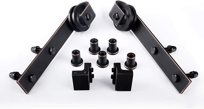 ORB Oil Rubbed Bronze Sliding Barn Door Hardware Kit with 6.6FT Track/Rail Brushed Antique Bronze