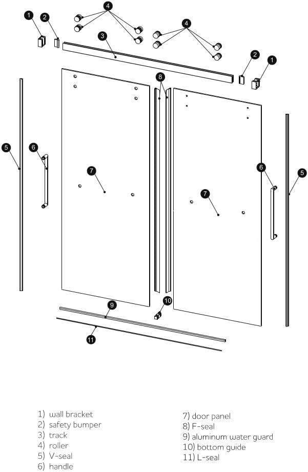 Monaco 56.5-60" W x 78" H 3/8" Twinglide Frameless Shower Door with Tempered Rain Glass (Brushed Nickel)