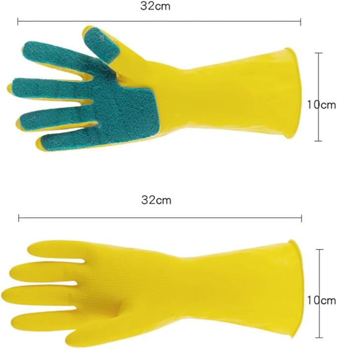 2 Pairs Latex Gloves Kitchen Dishwashing Gloves Kitchen Latex Gardening Scouring Pad