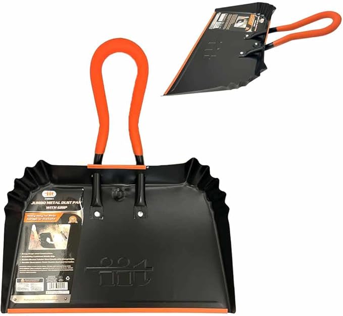 Jumbo Metal Dust Pan with Grip Dustpan Cleaning Supplies Does Not Chip or Bend Set Clear Dustpan Brush Hand Broom Duster Cleaner Wiper Sweeper Cleaning Dust Combo