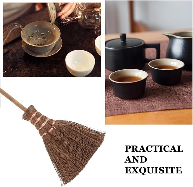 ABOOFAN Mini Tea Tray Brush 11 Inch Soft Bristle Hand Broom for Cleaning Chinese Tea Sets Dishware and Kitchen Surfaces