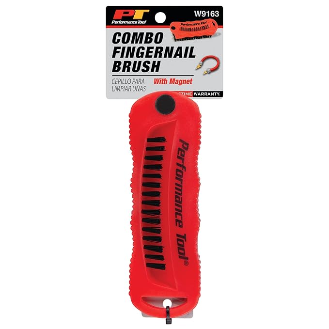 Performance Tool W9163 Utility and Fingernail Brush with Magnet / Scrub Brush