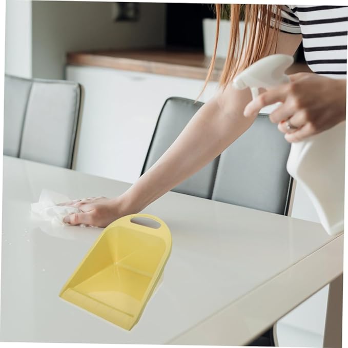 Toyvian Handheld Dustpan Set 2pcs Compact Citrus Yellow Desktop Trash Cleaning Dustpan with Handle for Home Office Kitchen Table Use