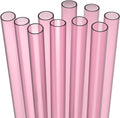 10 EXTRA WIDE Long Reusable Hard Plastic Drinking Straws + Cleaning Brush - Fat Thick Large Jumbo Straws for Smoothies and Milkshakes - Pink - Dishwasher Safe BPA Free