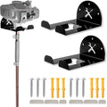 Upgraded Trimmer Rack Wall Mount - 8" Heavy Duty Weed Eater Hanger for Garage Wall, Garden Power Tool Holder Organizer Hooks for Grass Trimmer, Hedge Trimmer, Leaf Blower and Chainsaw, Black, 2 Pack