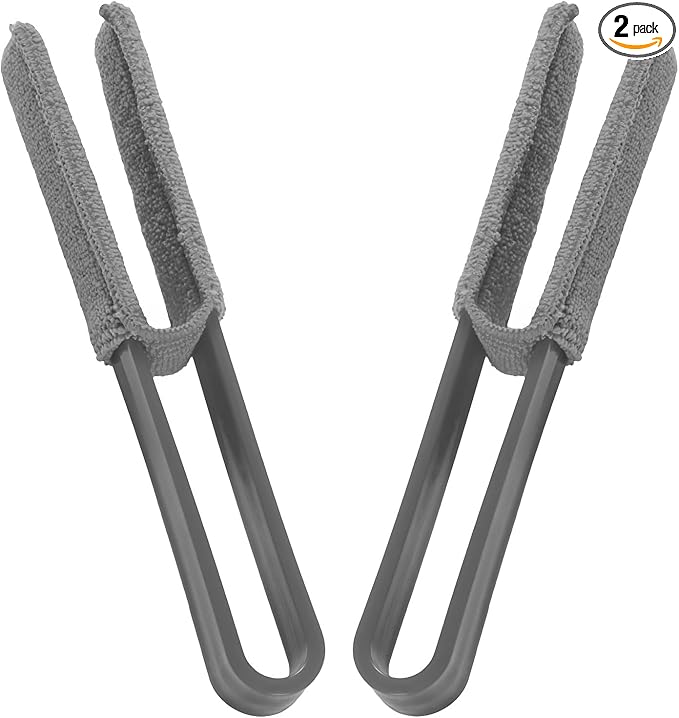 2 PCS Car Blinds Duster, Window Blind Cleaner Duster Brush with Removable Microfiber Sleeves, Multifunction Cleaning Tool for Auto Shutter Air Conditioner Vents Keyboard (Gray)
