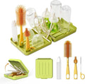 Travel Bottle Brush with Portable Bottle Drying Rack, Baby Bottle Brush for Baby Travel Essential, Green