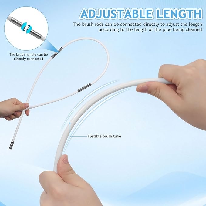 24Feet Chimney Sweep Kit, Chimney Cleaning Kit with Two 4'' Brush Head, Flexible Extendable Rods for Flue/Fireplace/Hood/Sewage Pipe Cleaning