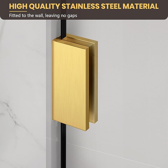 24" W x 78" H Frameless Shower Glass Panel, Single Fixed Shower Panel Screen with Clamps, 5/16"(8mm) Clear Tempered Glass, Bathroom Shower Doors Fixed Shower Glass Door Panel in Brushed Gold