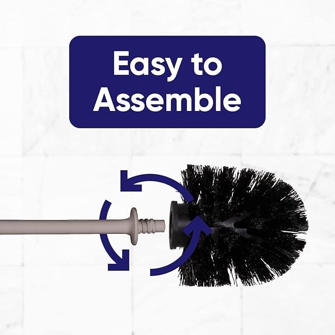 Toilet Brush Cleaner and Holder Taupe 2 Pack Toilet Bowl Cleaner Brush with Scrubbing Wand, Brush and Storage Caddy for Easy Bathroom Cleaning