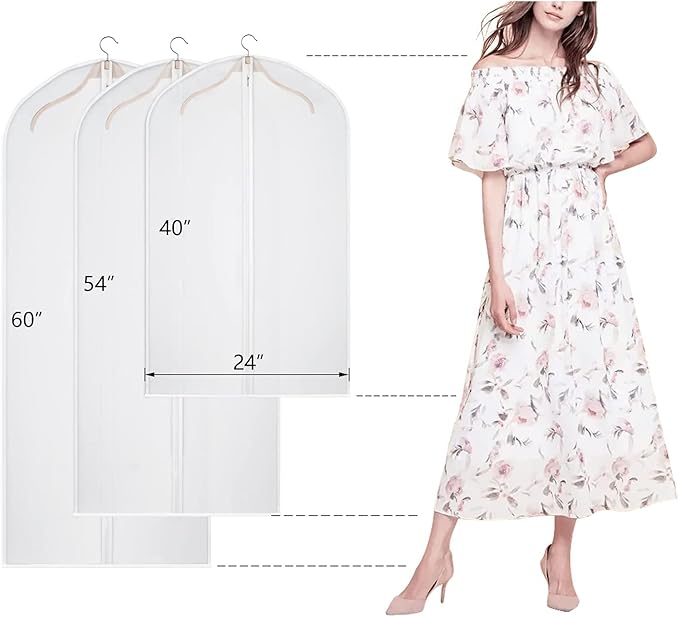 Kntiwiwo Garment Bags Clear Suit Bag for Closet Storage Set of 8 Hanging Clothes Dress Cover Bags Dust-Proof with Zipper for Suit, Coat, Dresses Clothes Storage-24” x40”