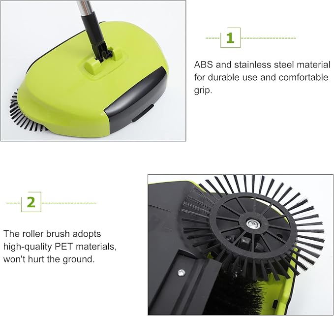 NOLITOY Hand Push Floor Sweeper Broom Carpet Sweeper Floor Cleaning Mop, 360° Rotating Cleaning Sweeper for Home Office Carpet Cleaning