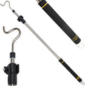 Clothes Hook Pole Heavy Duty, 36" to 65" Long Research Pole with Hook Sponge Long Handle Telescoping Pole Stainless Steel Tube S Hook Closet for Reaching Extending Rod Hang High Area Top