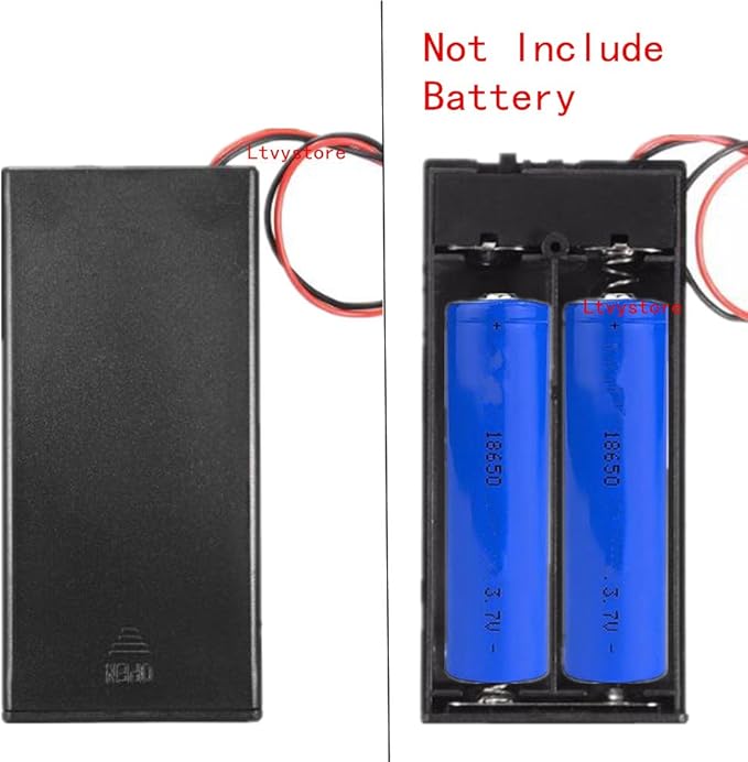 10Pcs Plastic 18650 Battery Storage Case 2 Slots x 3.7V for 2x18650 Batteries Holder Box Container with ON/Off Switch