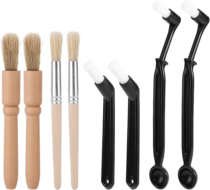 8pcs Coffee Cleaning Brush Set, Espresso Machine & Grinder Cleaning Brushes Long Handle Brush Cleaner and Scoop Tool for Clean Coffee Maker Grinder Brew Head and Barista Accessories