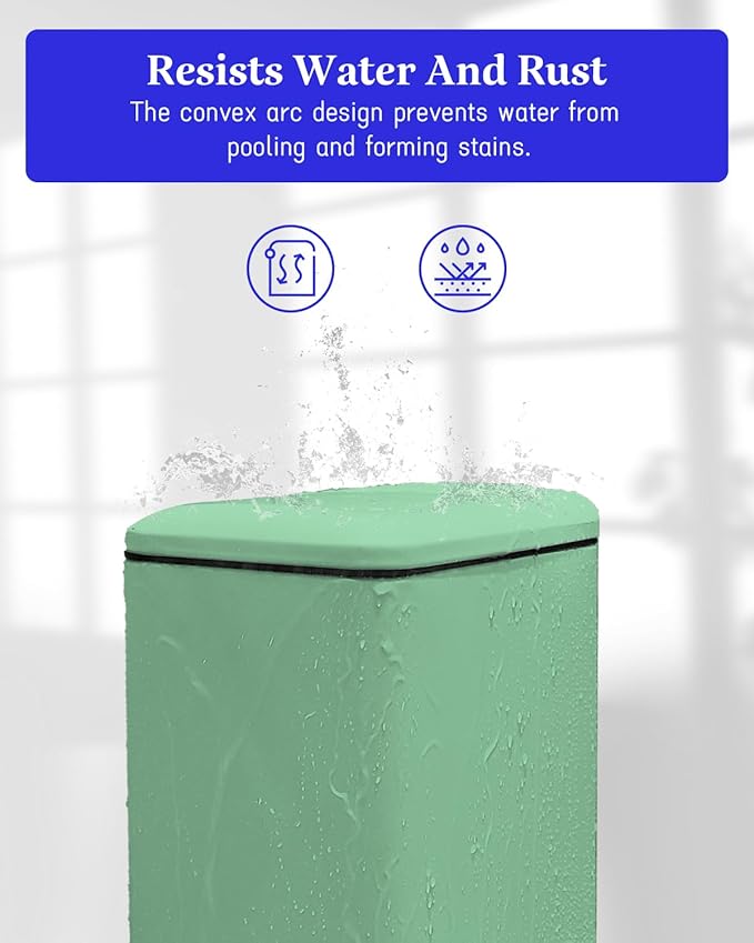 JM.YIPENG Bathroom Rubbish Bin, 5 Litre Cosmetic Bin, Small Waste Bin with Soft Close Lid, Bathroom Bin for Toilet, Bathroom, Bedroom, Living Room, Green