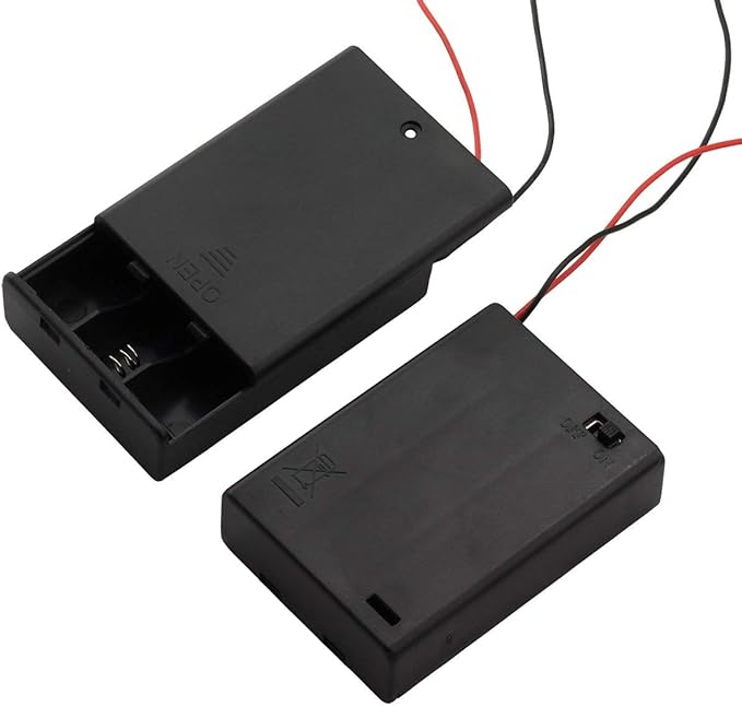 6 Pieces 3 Slots x 1.5V AA Battery Case Holder Battery Spring Clip Storage Box Wire Leads with On/Off Switch