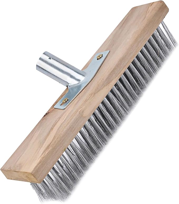 ZJchao Rough Stainless Steel Deck Scrubber Brush for Garages Concrete - Durable Heavy Duty Brush for Yards, Pools, Reservoirs - Fits All Surfaces