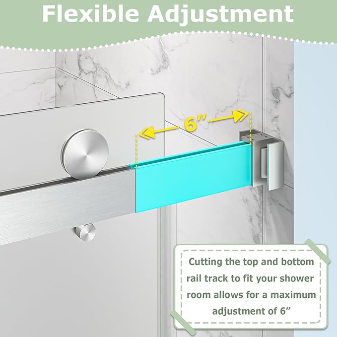 55"-60" W x 76" H Frameless Frosted Shower Door, Double Sliding Shower Door,5/16"(8mm) Tempered Glass,Sliding Shower Door with Explosion-Proof Film (Frosted Nickel 60" Wx76 H)