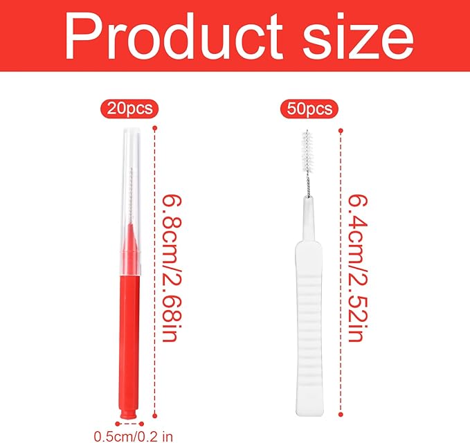 70pcs Shower Head Cleaning Tools, Multi-Size Showerhead Cleaner Picks Anti-Clogging Cleaning Brush 2 Styles Unclogger for Small Holes Nozzles Faucets Sink Gaps and Micro Openings (Red)