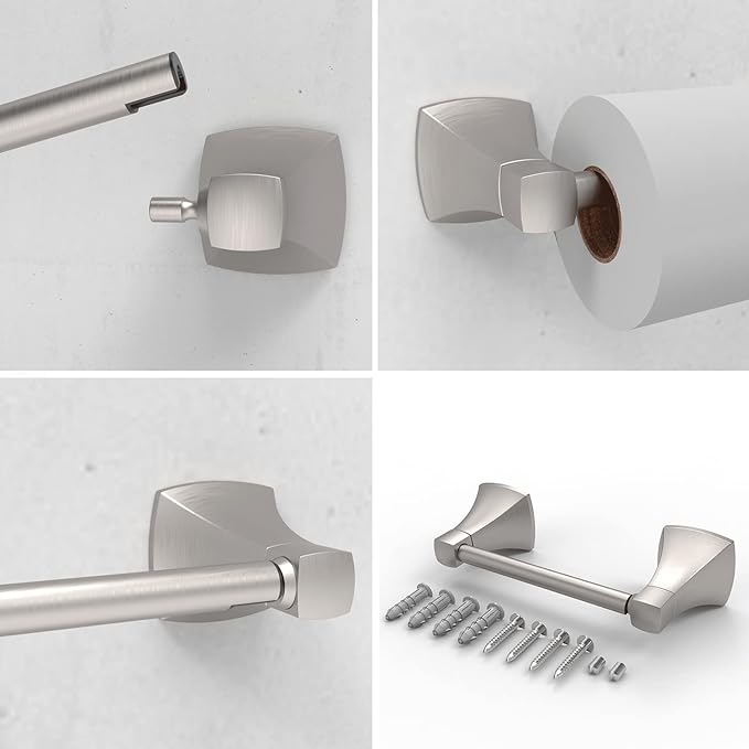Brushed Nickel Toilet Paper Holder Bathroom Double Post Pivoting Tissue Roll Holder Stainless Steel and Zinc Alloy Wall Mount