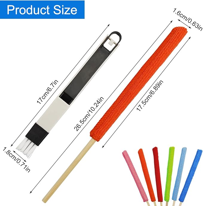 12 Pcs Microfiber Detail Duster Sticks, Mini Duster Crevice Cleaning Tool Car Air Vent Cleaner Fan Cleaning Brush for Cleaning Home Car Window Blind, Gap Dust Cleaner, Multicolors