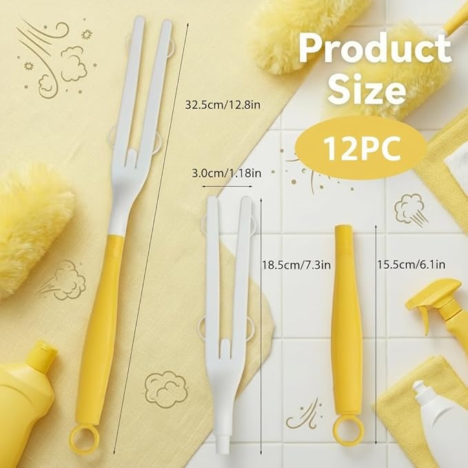12PC Replacement Duster Handles, Compatible with Swiffer Duster Refills—Extendable Duster Wand for Feather Duster & Cleaning Dusting Brush, Ideal for Car, Blinds, Furniture & Electronics