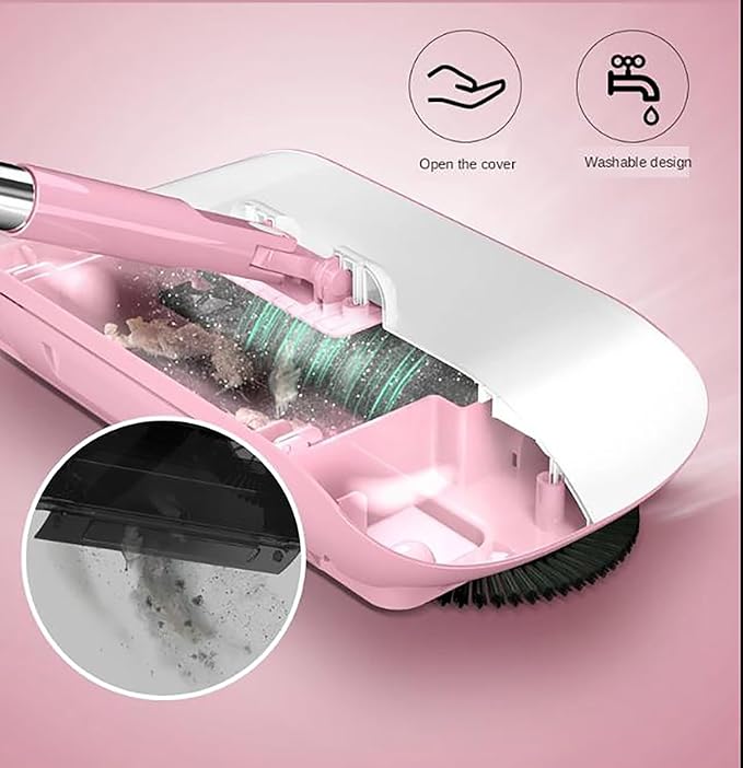 Hand Push Floor Sweeper, Push-Type Sweeping Machine With Anti-slip Handle, Quick Dust Removal and Adjustable Rod Length, Low Noise and No Electricity Required, for Home, Office, Carpet Cleaning