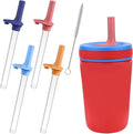 XANGNIER Replacement Straws and Bite Valve Compatible with Zak Designs Kelso 15 oz Tumbler Water Bottle,4 Pcs Reusable Silicone Straws with Cleaning Brush for Zak Designs Kelso 12 oz Cups