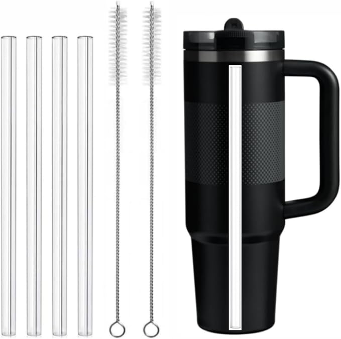 Straw Replacement Fit for Stanley Quencher ProTour Flip Straw Tumbler 30oz,4Pack Clear Reusable Drinking Straw with Cleaning Brush Compatible with Stanley Quencher ProTour 30oz Cup