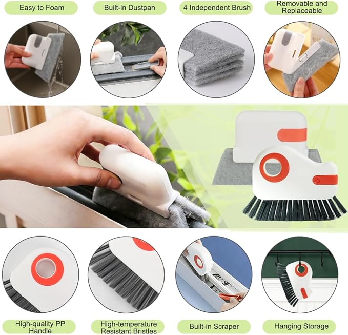 CEYAZYE 18Pcs Crevice Cleaning Brush Set, Window Track Cleaner Tools, Multifunctional Groove Gap Cleaning Scrub Brushes Kit for Sliding Door, Sill, Tile Lines, Shutter, Car Vents, Bottle, Keyboards