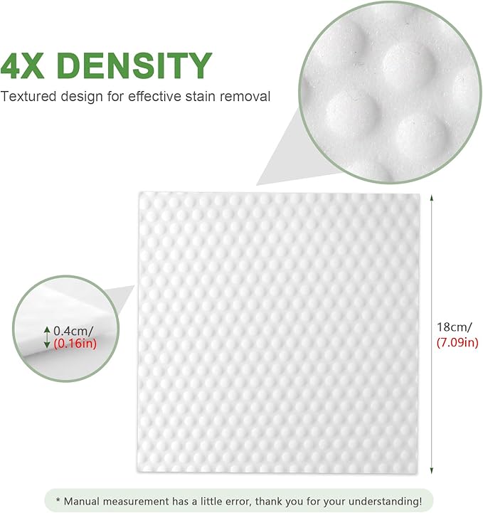 20 Pack Magic Eraser Sheets, 4X High Density Melamine Sponge Scrubber with Textured Dots, Thin Flexible Cleaning Pads for Faucets, Kitchen, Shoes & Tight Spaces (7x7 inch)