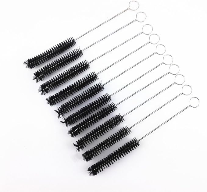 yueton?Pack of 10 Black Nylon Tube Pipe Nozzle Brush Dia 10mm with Wire Loop Handle