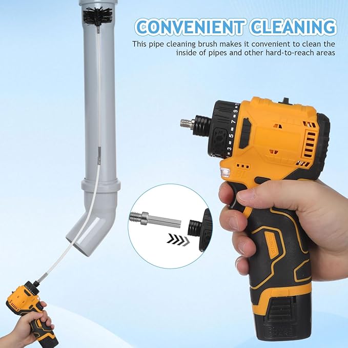 24Feet Chimney Sweep Kit, Chimney Cleaning Kit with Two 4'' Brush Head, Flexible Extendable Rods for Flue/Fireplace/Hood/Sewage Pipe Cleaning