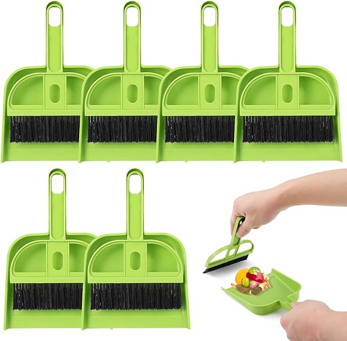 Healifty 18 Pack Mini Dust Pan and Brush Set, Small Broom and Dustpan with Handle for Pets Kids Desk Home Camping Hand Cleaning Supplies