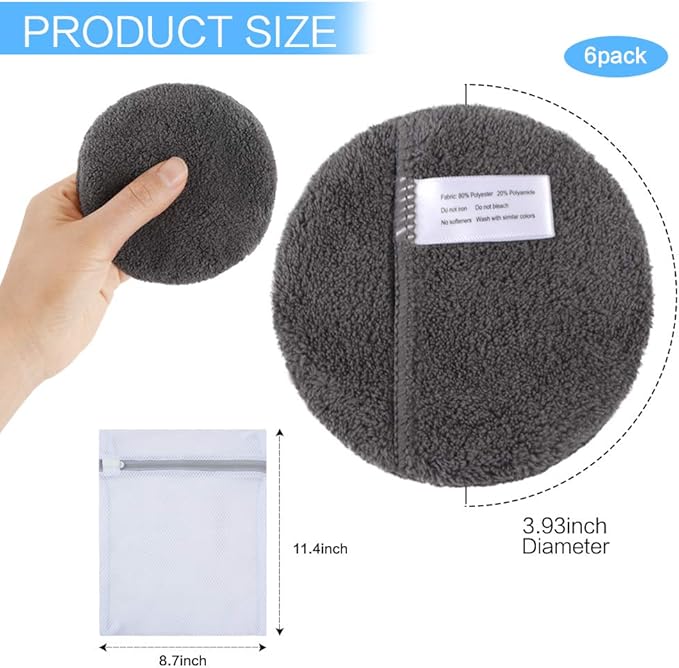 SUNLAND Reusable Makeup Remover Pads for Face,Eyes,Lips Microfiber Face Cleansing Gloves Washable Makeup Remover Cloth with Laundry Bag Rounds Pads