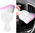 Car Interior Dust Brush, Soft Scratch Free Auto Detailing Brushes, Universal Vehicle Interior Cleaning Tool for Automotive Dashboard, Air Vents, Leather(White & White & Pink)