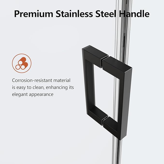 56-60" W x 74" H Frameless Shower Doors, Bathroom Single Sliding Shower Glass Doors with 5/16" (8mm) Clear SGCC Tempered Glass and Stainless Steel Handle, Reversible Installation, Matte Black