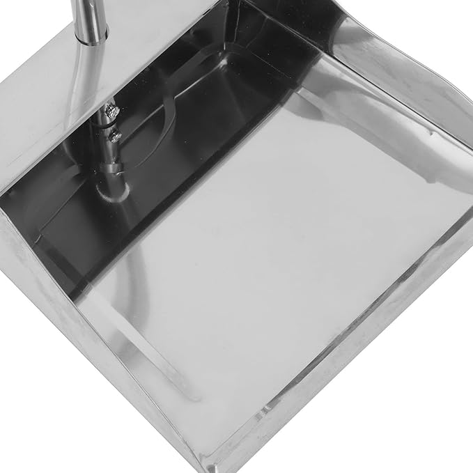 Stainless Steel Dustpan with Long Handle Upright Garbage Shovel Heavy Duty Large Size for Home and Garage Cleaning Indoor Outdoor Use