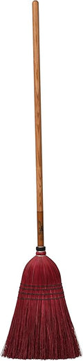 Authentic Amish Multi Color Broom - Heavy Duty Corn Straw & Solid Hardwood (Red)