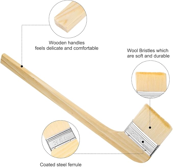 HARFINGTON Paint Brush 2Pcs 2.5" Brush Width Soft Wool Variety Angled Bend Brushes Radiator Paint Brush for Painting Furniture Walls Treatment, White